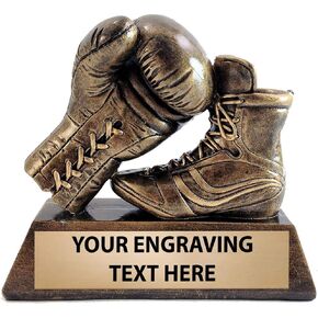 Crown Awards 5.5" Boxing Shoe and Glove Sculpture, 3D Molded Resin Boxing Award with Customized Engraving Prime