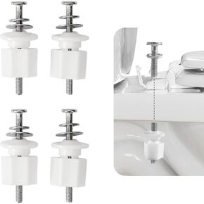 4Pcs Toilet Lid Accessories for Top Mount Toilet seats, Stainless Steel Toilet Seat Hinges Screws Connection Group, Easy Installation, Secure Fit Most Toilet Seats (MFL06)