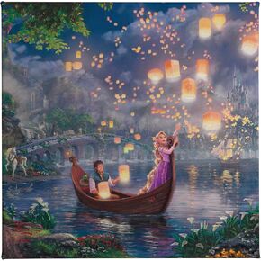 Thomas Kinkade Studios Disney Tangled Gallery Wrapped Canvas - Canvas Art | Disney Princess Canvas Wall Art, Certificate of Authenticity Included, 14" x 14"