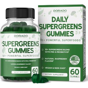 Supergreens Gummies (60 Count) Daily Greens Gummies - Greens Supplements with 8 Ingredient Power Blend - Superfood Greens for Immunity Support - Super Green Gummies for Men & Women - Made in USA