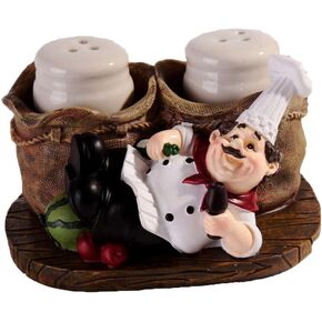 Premium Salt And Pepper Seasoning Shakers Sets - Cut Bread French Chef Sculpture Decoration for Barbecue,Spice Bottles, Jars, Seasonings, Baking Supplies Gadget in Kuwait