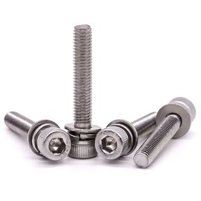 M6 x 40mm 20 PCS Socket Head Cap Screws with Flat Washer and Lock Washers, 304 Stainless Steel 18-8, Bright Finish, Full Thread, DIN912