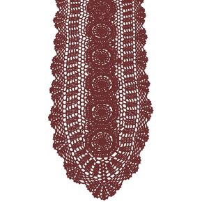 KEPSWET 100% Cotton Handmade Crochet Lace Oval Table Runner Olive Green 12x36 Inch