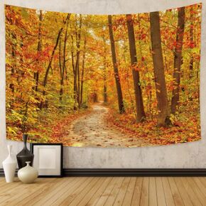الخريف الغابات نسيج الجدار شنقا سقوط أوراق القيقب نسيج مسار الخريف تغطيها الأشجار الصفراء الخريف نسيج الغابات الطبيعية لغرفة النوم غرفة المعيشة ديكور الحفلات، 60 × 40 بوصة in Kuwait