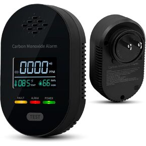 Carbon Monoxide Detectors 3 in 1 Plug in Portable Carbon Monoxide Detector with Temperature Humidity Sensor Clear LCD Display Sound and Light Warning for Home Office Hotel Travel