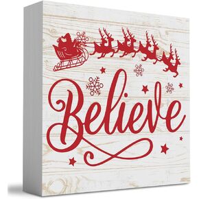 Rustic Winter Have Yourself a Spooky Little Christmas Bat Wood Box Sign, Farmhouse Christmas Santa Artwork Decor, Wood Square Sign Desk Block Signs Home Shelf Office Decoration 5 x 5 Inches