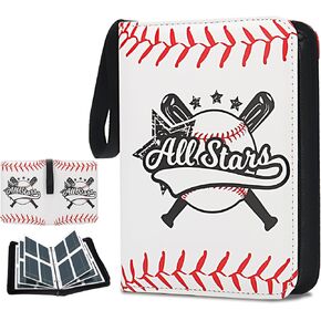 Baseball Card Binder 400 Pockets, HYMENEX Trading Card Binder 4-Pocket Baseball Card Holder Sports Card Binder Fits 400 Cards with Removable Sleeves for Baseball Cards, Sports Cards, Game Cards