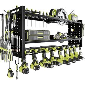 Power Tool Organizer Wall Mount,Cordless Drill Hanger Storage Rack 8 Drill Holder,3 Layers Heavy Duty Power Tool Storage Rackr(Red)