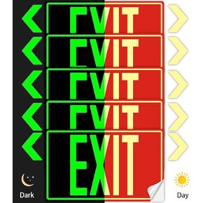 1Pack Photoluminescent Emergency Exit Only Sign Red- 14.25"x 7.5" Aluminum Glow In The Dark - Adhesive Backing- Includes 2pcs Removable Arrows in Saudi Arabia