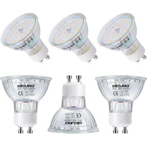 DiCUNO GU10 LED Light Bulbs, 6W 60W Halogen Replacement, Bright Daylight White 5000K, 700LM, Full Glass Cover 120 Degree Beam Angle 120V MR16 GU10 LED Non-dimmable, Spotlight Track Lighting, 6-Pack