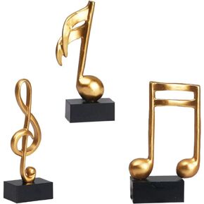 3pcs Resin Note Figurines Tabletop Musical Sculpture Statue Crafts Music Note Figurine Decorations for Home Office Decor Piano Souvenirs