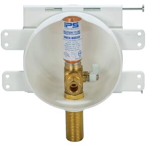 87937 Mini Round Outlet Box - Quarter-Turn Brass Arrester Valve, 1/2-Inch F1807 PEX x 3/8-Inch Compression, White Plastic