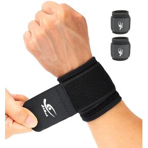 HiRui Wrist Brace (2 PCS) - Adjustable Compression for Carpal Tunnel Arthritis Tendonitis Sprain Wrist Pain Relief | Wrist Support Wrist Wraps for Both Hands, Ideal for Sports & Gym Workouts (Black)