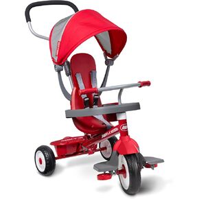 Radio Flyer EZ Fold 4 in 1 Stroll N Trike Versatile Infant Toddler Stroller Tricycle for Babies 9 Months to Children 5 Years Old, Red