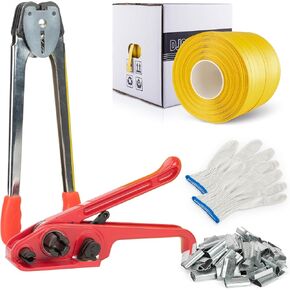 Banding Strapping Kit Pallet Packaging Strapping Tool Set with 1000' Length x 1/2" Wide PP Strapping Banding,100 Metal Seals