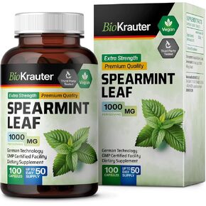 Spearmint Capsules 1000 mg - 250 Spearmint Tea Capsules - Vegan Spearmint Supplement for Digestive & Respiratory Health - Mentha Spicata - No Filler Spearmint Extract Caps