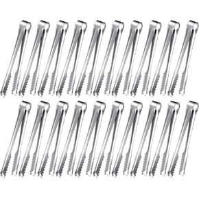20 Pieces, 6 Inches Mini Stainless Steel Tongs for Serving Snacks, Sugar and Ice, Suitable for Tea, Coffee, Bar and Kitchen
