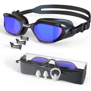 Whale Swim Goggles Adult Swim Goggles Anti Fog Swimming Goggles Wear Comfortable Polarizing Swim Goggles For Men(Black)