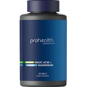 ProHealth Malic Acid + Magnesium 2-Pack (180 Tablets per Bottle) | Malic Acid with Magnesium | Essential for Muscle Relaxation | Malic Acid Promotes ATP | Promotes Proper Muscle Function