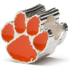 Clemson University Jewelry and Tigers Accessories - Orange Clemson Tiger Paw Charm - Hypoallergenic Stainless Steel Bead Charms - Clemson Tiger Gear for Women