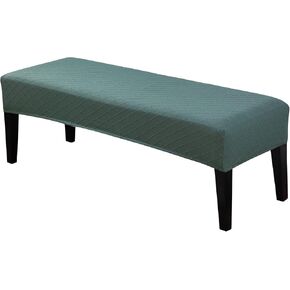 Bench Covers | Washable Bench Slipcovers Rectangle for Dining Room with Bottom Elastic | Stretch Furniture Protector Cover for Living Room, Kitchen, Bedroom, Piano (Plaid-Light Grey)