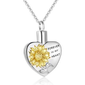 Sunflower Cremation Jewelry for Ashes Rose Daisy Flower Urn Necklaces for Ashes Memorial Keepsake Jewelry for Family Friends Cremation Urn Necklace