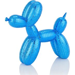 Disco Silver Balloon Dog Statue Decor 7 inch Electroplate Vibrant Color Disco Dog Party Table Decor, Cool Stuff to Put on Shelves, Silver Accent Decor for Retro Home Table Living Room,