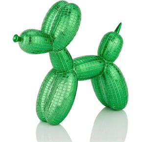Disco Silver Balloon Dog Statue Decor 7 inch Electroplate Vibrant Color Disco Dog Party Table Decor, Cool Stuff to Put on Shelves, Silver Accent Decor for Retro Home Table Living Room,