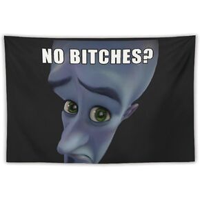 DOBOER Megamind No Bitches Tapestry for College Dorm, Bedroom And Living Room Home Decor 40"x60", Funny Meme Wall Tapestries Hanging for Gifts