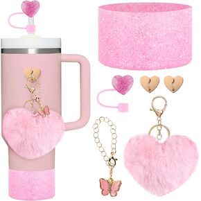 6Pcs Accessories for Stanley Cups,Siliocne Water Bottle Boots Cover Charm Keychain Cute Hanging Charm for Stanley Tumbler Cup 40oz