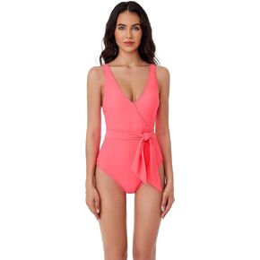 Women's Standard Megan One Piece Swimsuit, V-Neck, Wraparound Waist Tie, Bathing Suits