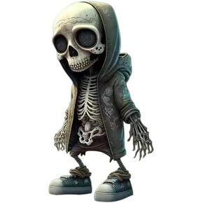 4pcs Cool Skeleton Figurines Unique Skull Decor Halloween Resin Dwarf Ornaments Skeleton Gnome Statue for Home Desk (4 Pcs)