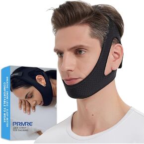 Double Adjustable Anti Snoring Chin Strap for CPAP Users - Breathable and Snoring Solution Stop Snoring Chin Strap - Sleep Chin Strap for for Men and Women (Black)