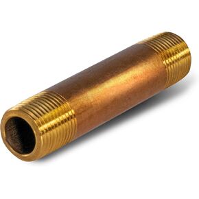NPBR1440 4" Long Brass Nipple Pipe Fitting with 1/4" Nominal Diameter and NPT Ends