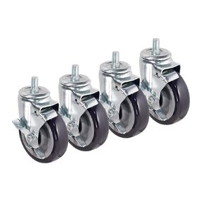 Krowne 28-185S Krowne Heavy Duty 5/8" - 11 Threaded Stem Caster, 5" Wheels with Brakes, 500 lbs per Caster Load Capacity, Raises heigh of Equipment 6" (Set of 4)​​‌‌​‌‌‍​​‌‌​‌‌‍​​‌‌‌​‍​​‌‌‌​‍​‌​