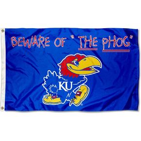 College Flags & Banners Co. Kansas Jayhawks Beware of The PHOG Flag