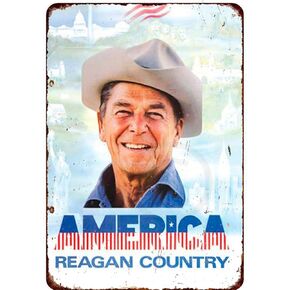 Ronald Reagan Country America Poster Reproduction Metal Sign 8 x 12