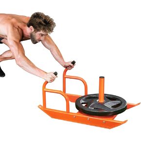 Weight Training Sled, Pull Push Power Sled with Handle, Fitness Strength Resistance Training, Steel Workout Equipment for Athletic Exercise & Speed Improvement, Fit for 1" & 2" Weight Plate