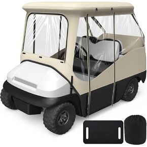 KAKIT Golf Cart Enclosure for Club Car Precedent, 800D Oxford with Dual-Sided Zipper and 4-Sided Clear Windows, Waterproof Portable Golf Cart Rain Cover