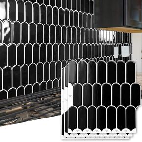 Art3d 10-Sheet Peel and Stick Kitchen Backsplash Tile, Vinyl Stick On Wall Tile Sticker for Bathroom Laundry Room Back Splashes, 12"x12" Green