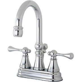 Kingston Brass KS2612BL Vintage 4-Inch Centerset Lavatory Faucet with Brass Pop-Up, Polished Brass