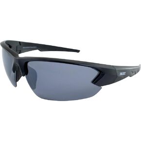Epoch Eyewear Midway Sports & Motorcycle Polarized Sunglasses Black Semi-Rimless Wraparound Frame w/Smoke Lens