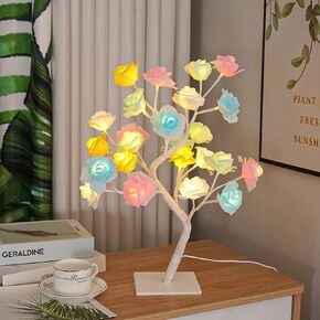 Rose Flower Tree Lamp Glowing Rose Simulation Flower Table Lamp Perfect for Home Decor Birthday Valentine's Day and Christmas (Purple)