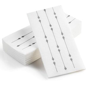 50-Pack BloominGoods Disposable Hand Towels & Decorative Bathroom Napkins | Soft and Absorbent Linen-Feel Paper Guest Towels for Kitchen, Parties, Weddings, Dinners or Events | White and Gold