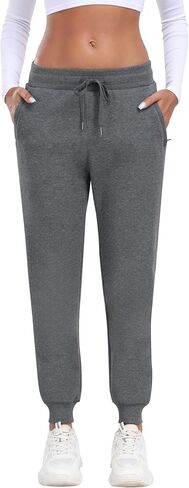 MoFiz Women's Fleece Lined Joggers Hiking Pants High Waisted Thermal Outdoor Sweatpants for Women with Zipper Pockets in Saudi Arabia