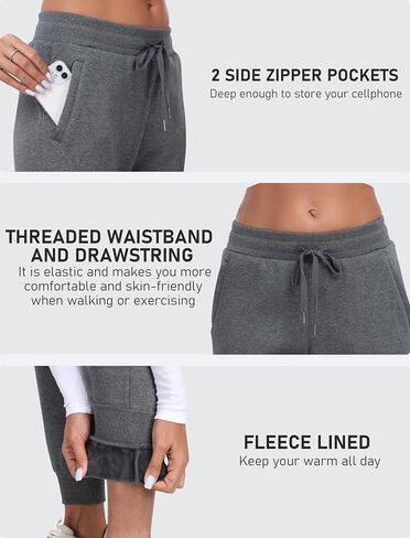 MoFiz Women's Fleece Lined Joggers Hiking Pants High Waisted Thermal Outdoor Sweatpants for Women with Zipper Pockets in Saudi Arabia