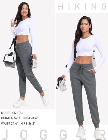 MoFiz Women's Fleece Lined Joggers Hiking Pants High Waisted Thermal Outdoor Sweatpants for Women with Zipper Pockets in Saudi Arabia