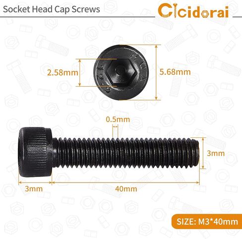 M3-0.5 x 50mm Socket Head Cap Screws, 12.9 Grade Alloy Steel, Black Oxide Finish, Machine Thread, Allen Socket Drive, Quantity 50 in Saudi Arabia