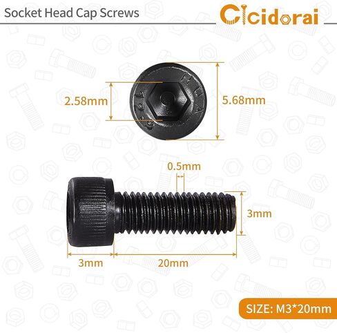 M3-0.5 x 50mm Socket Head Cap Screws, 12.9 Grade Alloy Steel, Black Oxide Finish, Machine Thread, Allen Socket Drive, Quantity 50 in Saudi Arabia