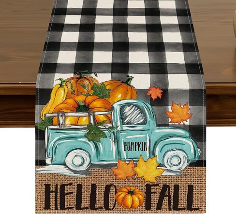 Fall Gnomes Table Runner 13x72 Inch Seasonal Harvest Autumn Thanksgiving Pumpkins Sunflower Leaves Kitchen Dining Table Decor for Indoor Outdoor Home Party Decoration ZQ32 in Saudi Arabia